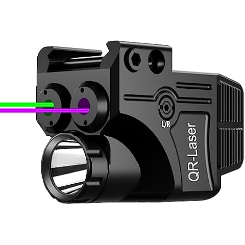 3 in 1 Green Purple Laser Light Combo, 800 Lumens Tactical Flashlight Laser Sight, Built-in USB Rechargeable Battery, Adjustable Compact Tactical LED Light Laser Beams for Handguns with a Rail Cover