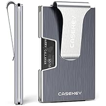 Minimalist Titanium Metal Wallet | Slim Aluminum RFID Blocking Money Clip Wallets for Men | Thin Front Pocket Credit Card Holder