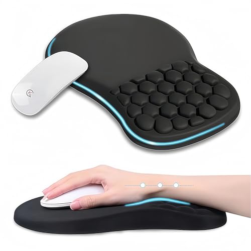 Tapis Souris Ergonomique avec Repose-Poignet pour Aider à Soulager Les Douleurs Au Poignet, Équipé d'une Éponge Mémoire + Base en Caoutchouc...