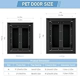PATAPLUS Große Hundetür aus Aluminium für Außentür, starke doppelte Magnetklappen, robuste Hunde für große und mittelgroße Hunde bis zu 54 kg (groß, schwarz)