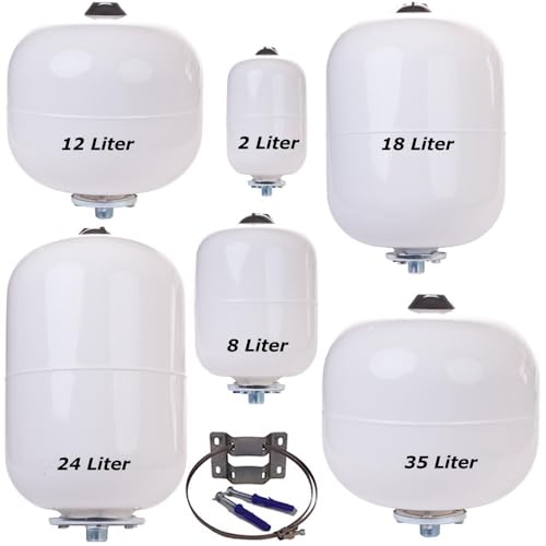 Ausdehnungsgefäß für Trinkwasseranlagen von 2-35 Liter nach Auswahl | 2 Liter Edelstahl Flansch + Halterung