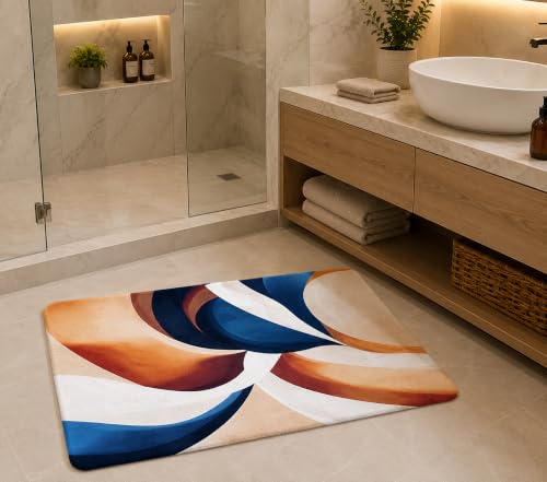 Image of BENAVJI Printed Bath Mat Combo Pack of 6 (14 x 23 Inch) | Super Soft Quick Dry Bathroom Floor Mat | Anti-Slip Water Absorbent Rug for Bathroom, Kitchen, Bedroom & Entrance | Multicolor