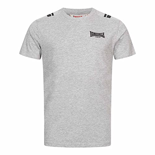 Lonsdale Men's Culrain Leisure T-Shirts, Marl Grey/Black, XL