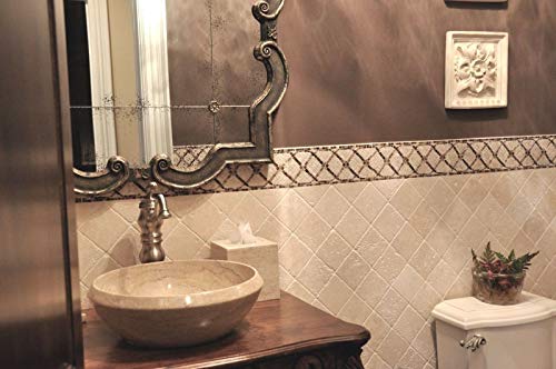 Squarefeet Depot 4x4 タンブルアンティークトラバーチン壁&フロアタイル(9ピース、1平方フィート、クリーミーベージュ、屋内&屋外)