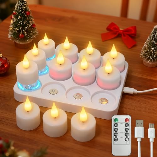 ZAIYW 12 Stück Wiederaufladbare Teelichter mit Fernbedienung Timer...