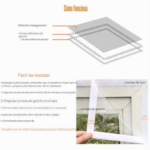 Miniatura 3 de Mellroom Película Transparente Antiviento Para Ventanas 120cm X 160cm