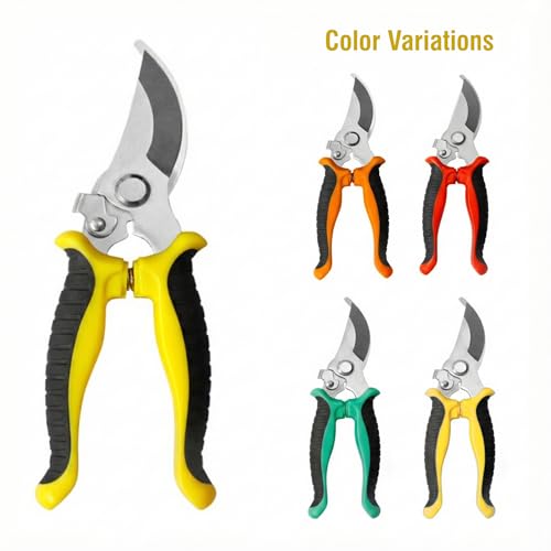 Image of Heavy Duty Garden Pruner & Plant Cutter Scissor with Safety Lock - Carbon Steel Bypass Pruning Shears for Home Gardening, Flowers, and Branch Trimming (Multicolor, Manual)