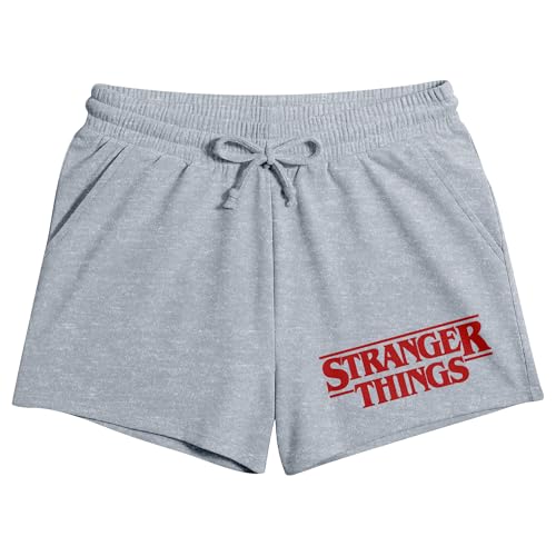Stranger Things Classic Title Art Womens Heather Gray Lounge Shorts-XS