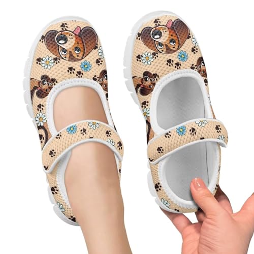 JoyLamoria Toddler/Little Kids Gilrs Slip on Flat Shoes Cute Dachshund Pattern Mary Jane Sneakers School Party Canvas Shoes3