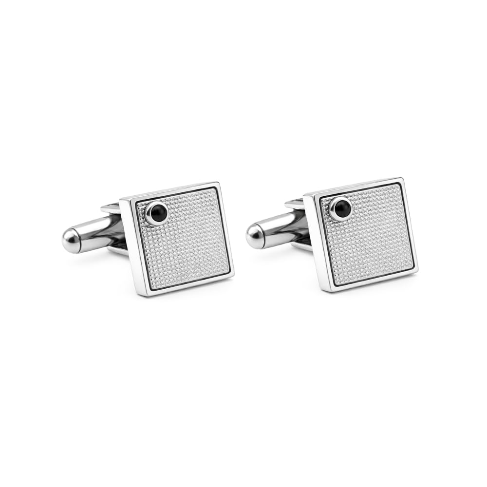 Gemelli Uomo Camicia Diplomatica Acciaio Inox Quadratini con Zircone Eleganti Classici Gemelli da Polso Cerimonia Matrimonio Business Idea Regalo gml0136