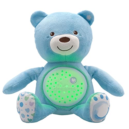 Chicco First Dreams Baby Bear Ours en Peluche Musical, Veilleuse Lumineuse pour Bébés avec Effets Lumineux et Mélodies Relaxantes - Jouets Bébé 0+ Mois - Bleu