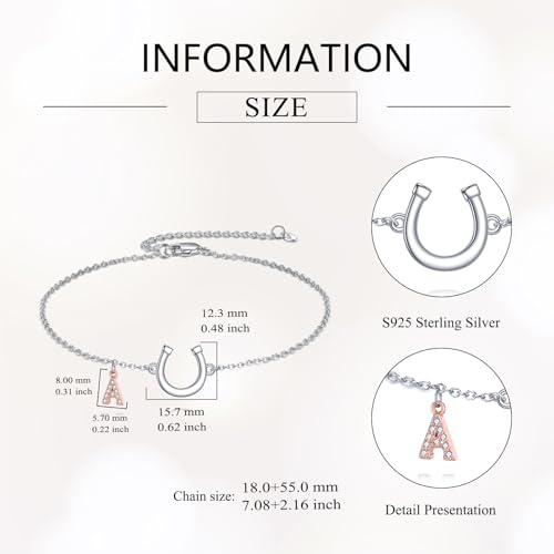 POPLYKE Faith/Horseshoe Initial Bracelet for Women Sterling Silver Jewelry Gifts3