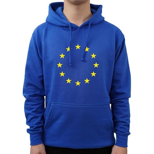 Graphic Impact European Union Hood EU Flag Euro EU Stars Brexit Remain Gift Men Hoodie Top (Royal Blue,Medium)