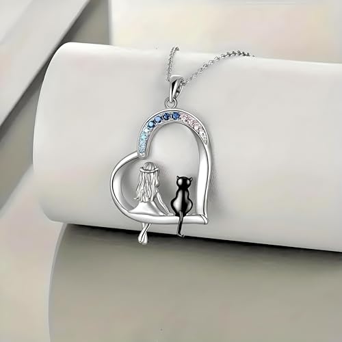 SUPAC Cute Heart Necklace, With Black Cat - Charming Cat Heart in Rose Gold - Stylish Gift for Women & Party Accessory3