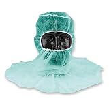 FRANZ MENSCH 1000 Stück Hygostar Astrohauben mit Cape | PP, grün, L: 68cm, Astrohaube, Kopfhaube, Haarnetz, Kopfschutz Küche, Schwesternhauben, Mundschutz