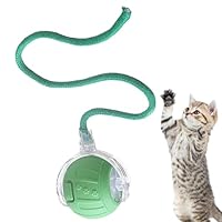 WWVVPET Interactieve kattenspeelgoed bal met LED-licht, 360 graden zelfautomatisch roterende slimme bal, USB oplaadbare draaiende kattenspeelgoed, stimuleert jachtinstinct kitten grappige jagerroller