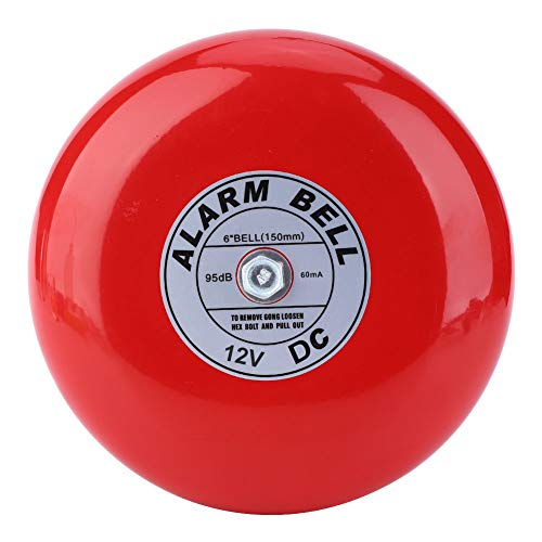 Alarm Bell, 95dB Electric Security 6 Inch Metal Round Ringing Fire Alarm for School Home Factory Doorbell (AC110V)
