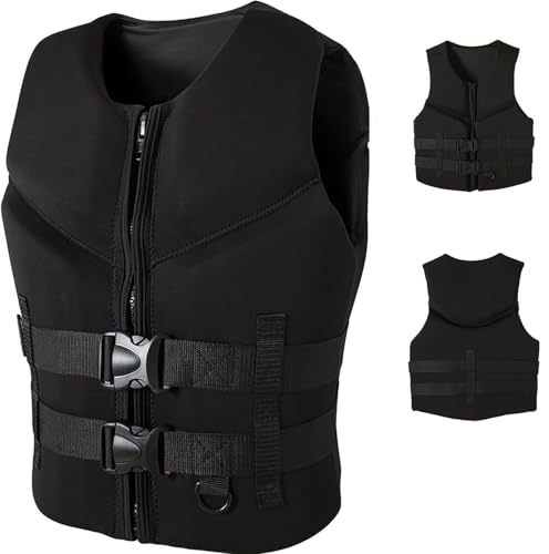 Swim Jacket - Chaleco salvavidas de neopreno for adultos, ayuda de flotabilidad, remo, surf, flotador ajustable, chaleco de natación for navegación, kayak, pesca, surf, deportes acuáticos(Black,S)