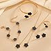 ZMJK Lucky Clover Jewelry Set for Women Elegant Flower Pendant Necklace, Earrings, Ring, Bracelet Fashion Five Leaf Clover Floral Jewelry for Friends Gifts (Balck)