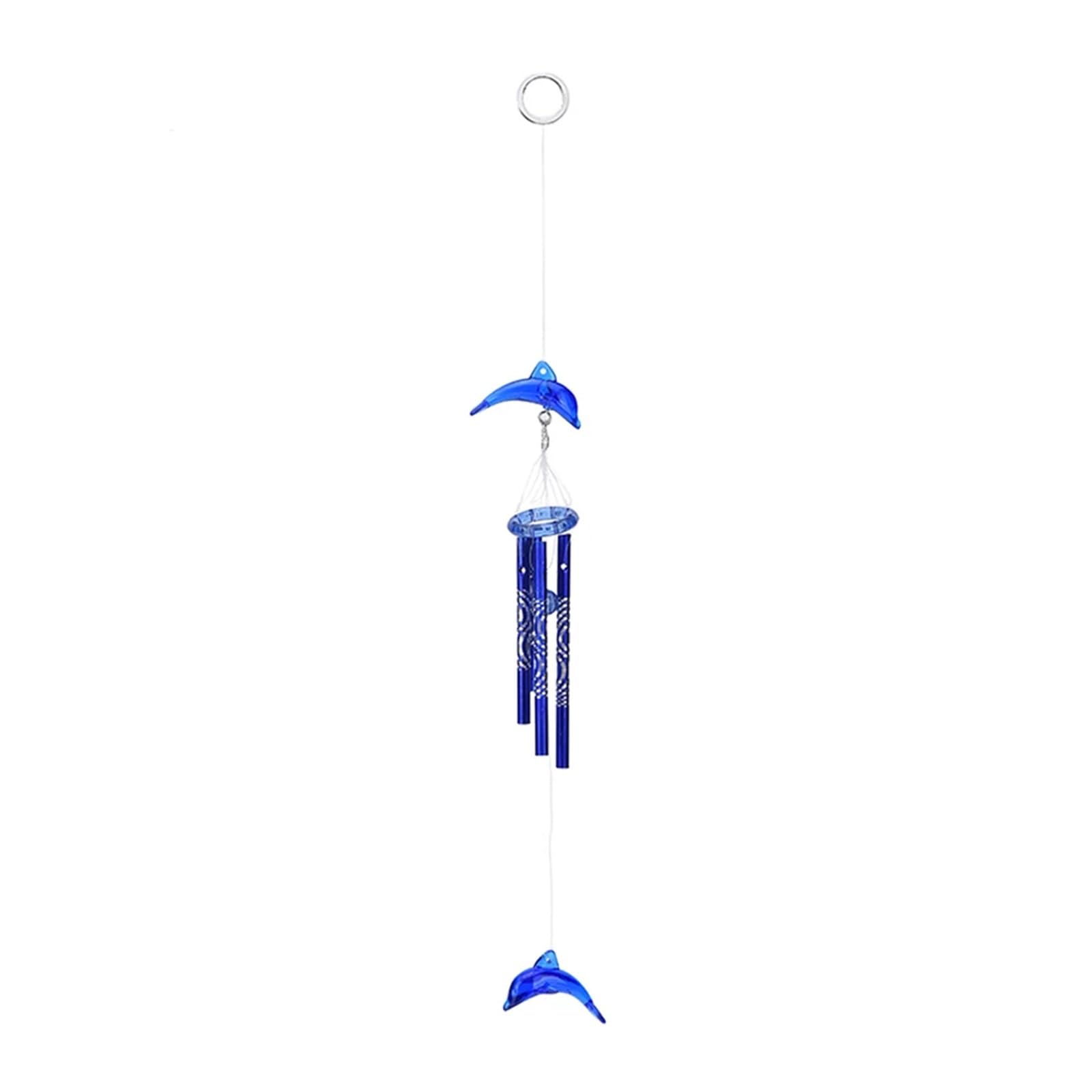 Carillon éolien dauphin en cristal bleu pour décoration de maison et jardin