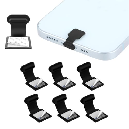 Image of MAK Type C Charging Port Dust Protection Caps, USB C Anti-Lost Dust Plugs Silicone Protectors Type C Plug Covers with Removable Adhesive Compatible with Mobile, Laptop (Black- 6Pc)