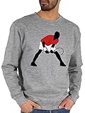 Tennis Tennisspieler Geschenk - Tennis Squash Aufschlag Annahme - XL - Grau meliert - Sport - JH030 - Sweatshirt Pullover Herren und Damen