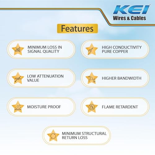 Image of KEI Coaxial Cable RG6 CCS, 99.97% Pure Copper Conductor,Polyethylene Foam Insulation, Laminated Aluminum Tape & Wire Braiding,PVC Oversheathed, Suitable for HD TV Satellite Broadband (Black 100 Meter)