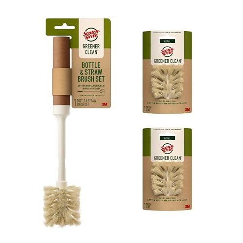 Scotch-Brite Greener Clean Bottle & Straw Brush Set with 2 Replaceable Head by Scotch-Brite - Used condition - CA$23.63