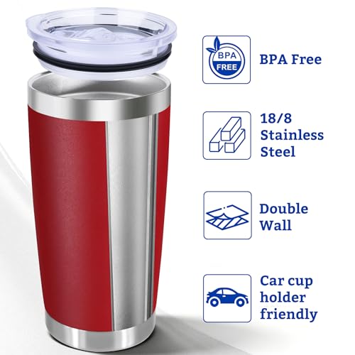 20oz Stainless Steel Tumbler Bulk with Lid, Double Wall Vacuum Insulated Powder Coated Travel Mug, Red, 6 Pack by Generic - Used condition - Image 2