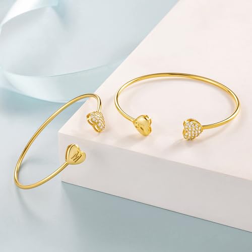Image of SELOVO Letter Bracelet Women Initial Bracelets 2 Heart Bracelets for Women