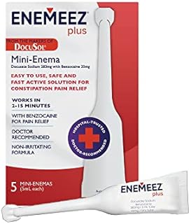 Docusol Plus Docusate Sodium with Benzocaine Mini Enema, Clear, 5 ml, 5 Count
