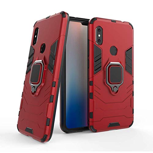 Xiaomi Redmi Note 6 Pro Case DWaybox Iron Man Design 2 in 1 Hybrid Heavy Duty Armor Hard Back Case Cover with Ring Holder for Xiaomi Redmi Note 6/Redmi Note 6 Pro 6.26 Inch (Red)