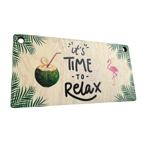 IT'S TIME TO RELAX, Hängeschild, hängende Dekoration an der Tür, Wanddekoration, Geschenk, Holzschild, natürliche Dekoration