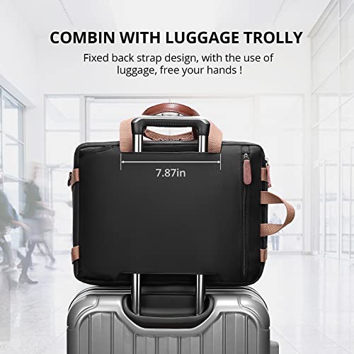 Molnia Classic 3 In 1 Laptop Backpack, Business Briefcase For Men, Convertible Backpack Messenger Bag Shoulder Bag Handbag Multi-Functional Travel Backpack For Men/Women (Black) #TOP6