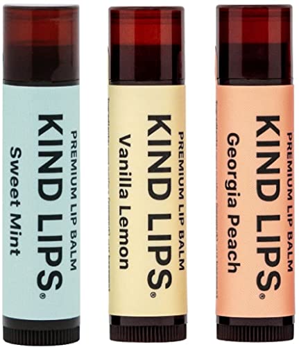 Kind Lips Lip Balm, Nourishing Soothing Lip Moisturizer for Dry Cracked Chapped Lips, Made in Usa With 100% Natural USDA Organic Ingredients, Variety Flavor, Pack of 3