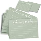 ZYLORI Advice and Wishes for Mr and Mrs, 60 Count Sage Green Marriage Message Cards - Minimalist Fill in The Blank Stationery for Wedding, Bride and Groom