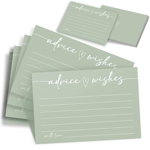 ZYLORI Advice and Wishes for Mr and Mrs, 60 Count Sage Green Marriage Message Cards - Minimalist Fill in The Blank Stationery for Wedding, Bride and Groom