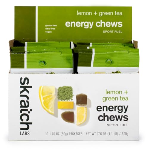 Image of Skratch Labs Energy Chews | Gummies for Running, Cycling, and Sports Performance | Gel Alternative | Matcha + Lemon (10 Pack) | Gluten Free, Vegan