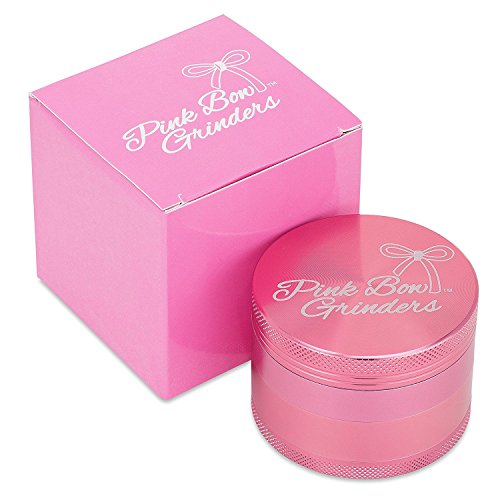 Pink Bow Grinder - 2.5 Inch Herb Grinder- First Designer Grinder- The Best Rated Herb Grinder- 4-piece Anodized Aluminum