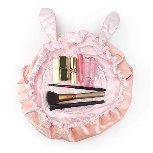 Bolsa de Cosméticos Portátil con Cordón para Cosméticos, PTN Bolsa de Aseo de Gran Capacidad, Precioso Bolso Cosmético Perezoso, Neceser de Viaje Grande y Portátil para Mujer Niña
