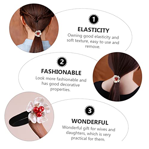 Fomiyes Hair Accessories Hair Rope Hair Ties For Women Pearl Scrunchie Stretchy Hair Ties Women Hair Scrunchie Flower Hair Rope Elastic Hair Tie Synthetic Shell Flower Resin Hair Rings #TOP6