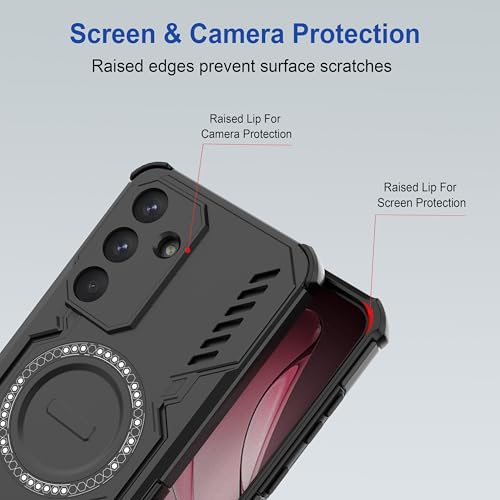 Image of amazon basics Back Case Cover for Samsung Galaxy S25 FE | Magnetic Case with Built-in Metal Ring | Supports Mag-Safe Charger, Wallet & Car Mount | Shockproof Hybrid PC + TPU | Black