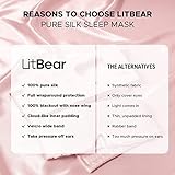 LitBear 100% Mulberry Silk Eye Mask for Sleeping, 22 Momme Silk Sleep Mask for Women and Men, Face-Hugging Padded Blackout Eye Cover for Side Sleeper with Adjustable Band, Pink - Image 6