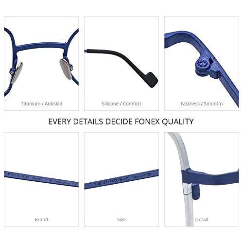 Image of FONEX Colorful Titanium Glasses Frame Men Left Round Right Square Optical Eyeglasses Women F85747