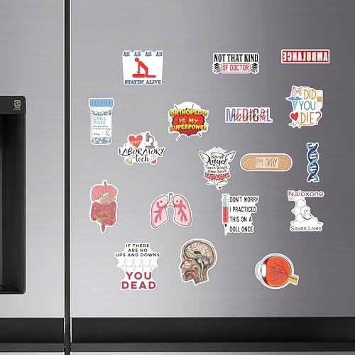 Image of WallDesign Medical Lingo Fridge Magnets - Inspirational Doctor-Themed Magnet Set, Perfect for Healthcare Professionals, Durable (Set of 18)