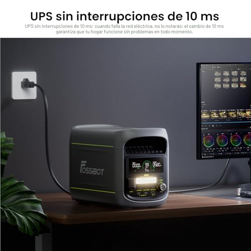 Miniatura 7 de Fossibot F1800 Estación De Energía Portátil 1024wh Batería Lifepo4 1800w Pico 3600w Con Panel Solar 200w, Carga Rápida 1200w, Modo Eco, Bms, App Control Para Caravana, Camping, Hogar Y Emergencias