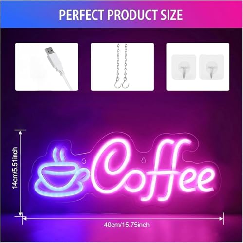 Néon signe LED Coffee 40cm pour café bar et restaurant avec intensité variable - 2