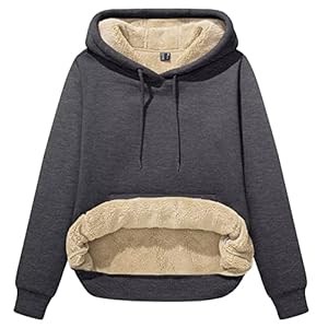 MAGCOMSEN Women’s Sherpa Lined Hoodies Warm Fleece Hooded Sweatshirt Casual Thermal Shirts with Pocket for Winter