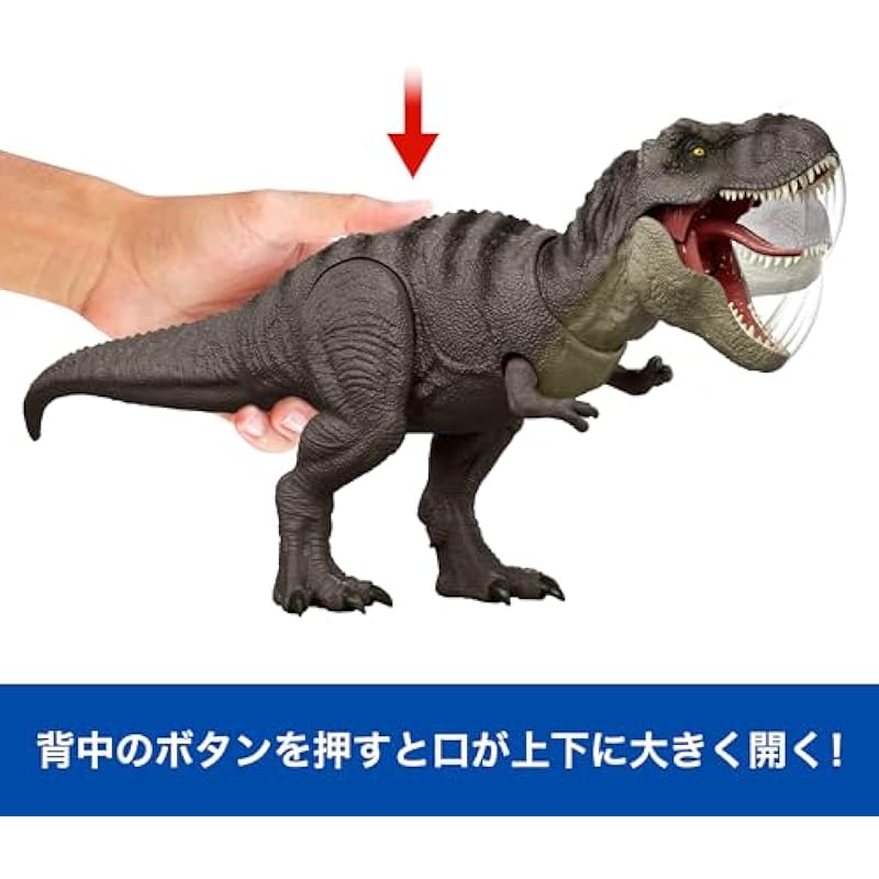 Mattel Jurassic World Lab Attack! T-Rex Kids Figure 총 길이가 큰 공룡 장난감 : 약. 46.4cm 녹색 JGM16 상세이미지 3