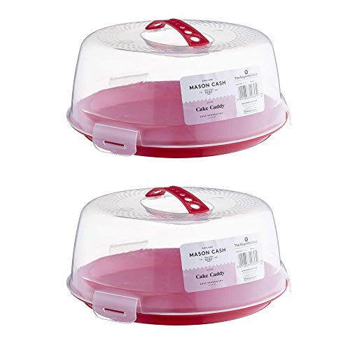 Image of Mason Cash Transparent Lid Cake Caddy 24cm Clear/Red (Pack of 2)